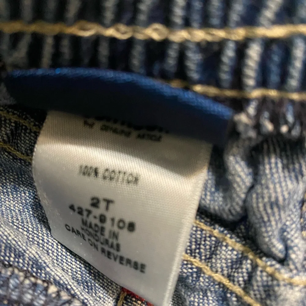 Vintage OshKosh Denim Jeans with Red White & Blue Stripe on Leg Seams size: 2T